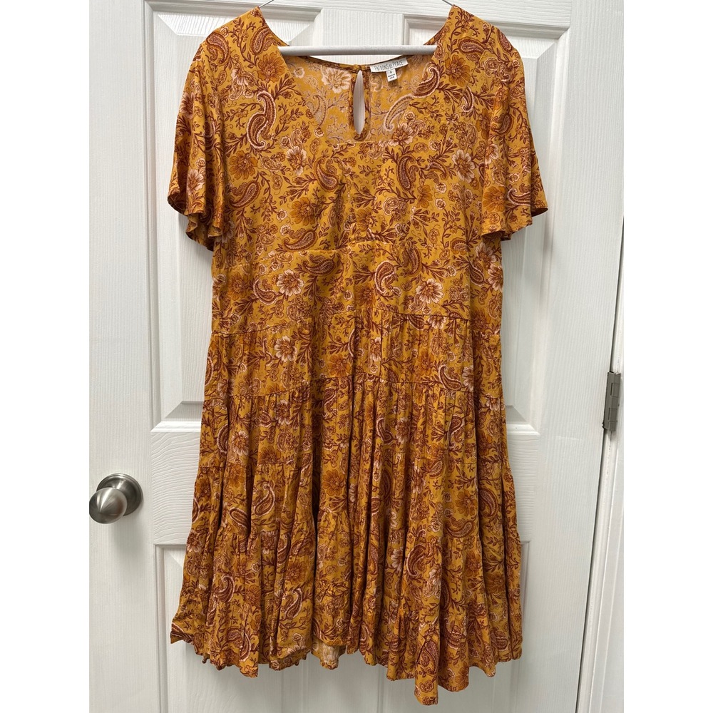 Patrons of Peace Womens Paisley Floral Tiered Babydoll Mini Dress S J1102F03